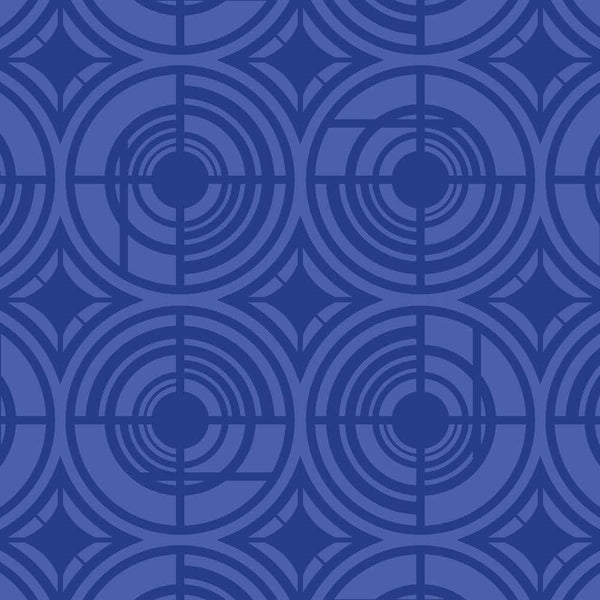 Deco Plates - Blue on Light Blue - Large Wallpaper Print