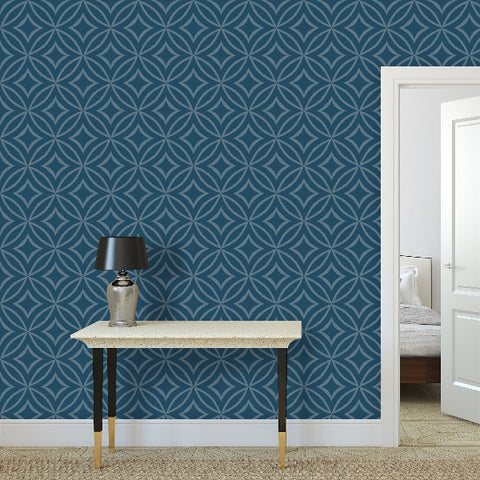 Crownvetch Diamonds - Blue Green - Medium Wallpaper Print