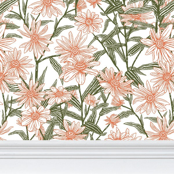 EKO Brown Eyed Susan Orange Green Wallpaper