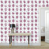 Trellis - The AEON Months - Dark Magenta & BlueGreen on White - Wallpaper