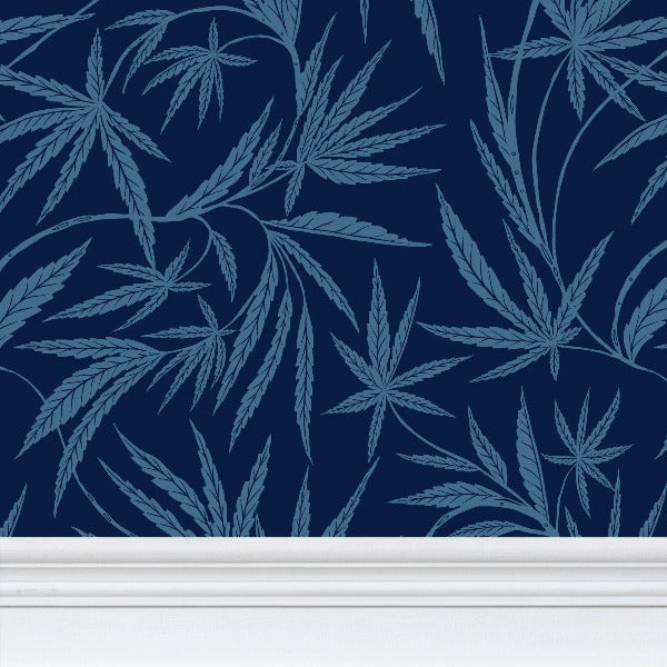 Cannabis IVI Light Blue Dark Blue - Large Wallpaper Print