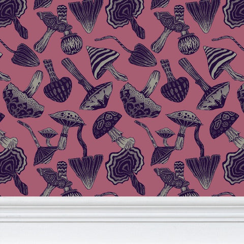 IVI - Mushroom Rotated Pattern - Grey and Pink