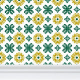 EKO - Yellow Pond Lily Pattern - Gold and Green on White