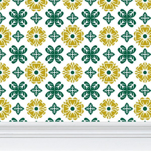 EKO - Yellow Pond Lily Pattern - Gold and Green on White