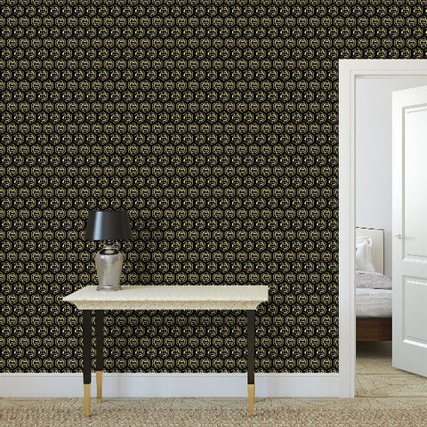 Bee Hive - Black and Gold - X Small Wallpaper Print