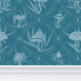 IVI LIFE - Mushroom + Cannabis Leaf Wallpaper Blue Green