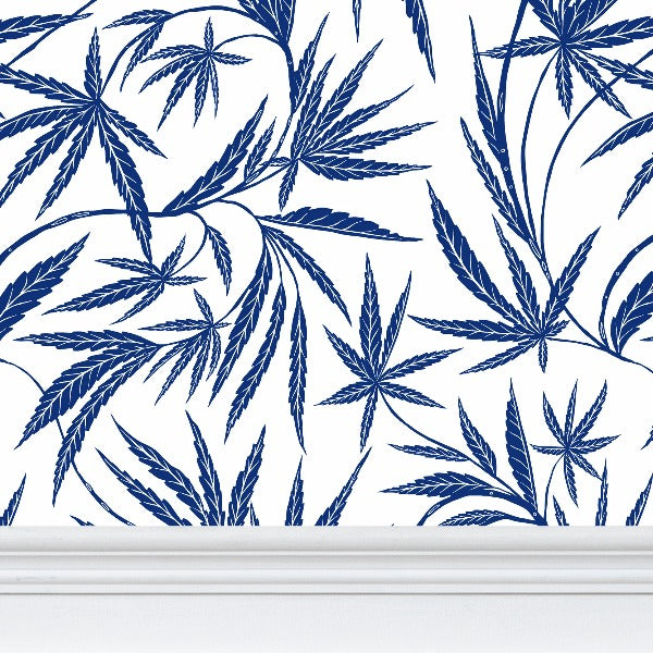 Cannabis IVI Blue and White - Large Wallpaper Print