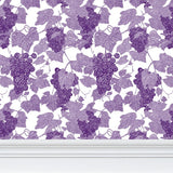 Ambrosia Grape Vine Repeat Wallpaper Purple White