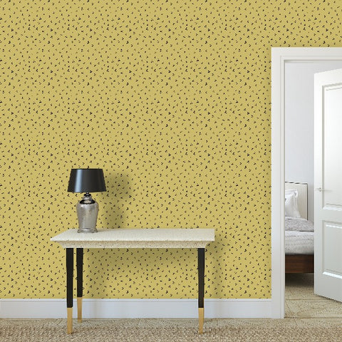 Bee Swarm - Black on Gold - Medium Wallpaper Print