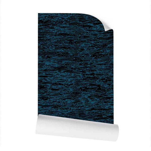 Water - Black on Blue - Large Wallpaper Print