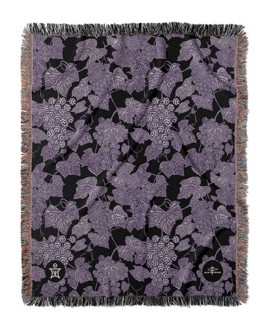 VIN - Ambrosia Grape Vine Pattern Jacquard Woven Blanket - Purple