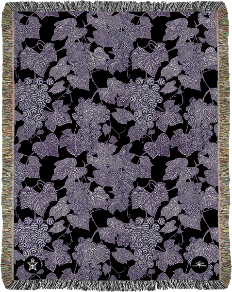 VIN - Ambrosia Grape Vine Pattern Jacquard Woven Blanket - Purple