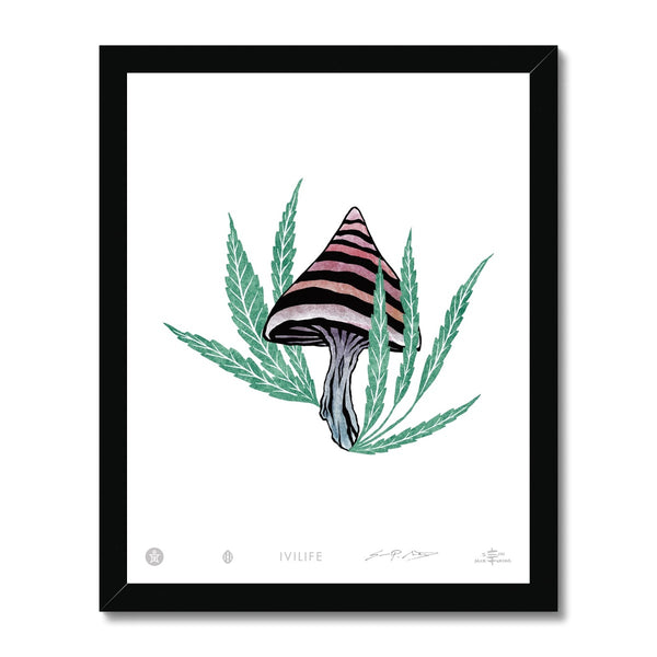 IVI LIFE - Mushroom + Cannabis Print - 007 Framed Print