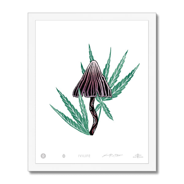 IVI LIFE - Mushroom + Cannabis Print - 003 Framed Print