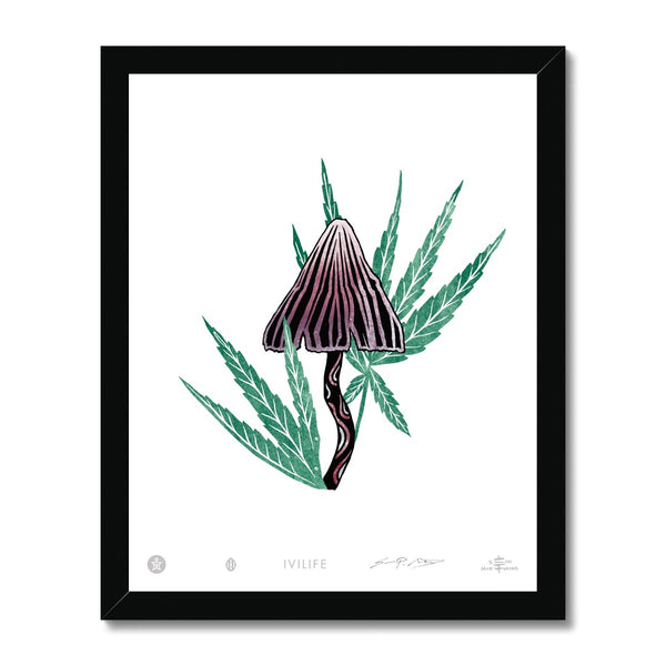 IVI LIFE - Mushroom + Cannabis Print - 003 Framed Print