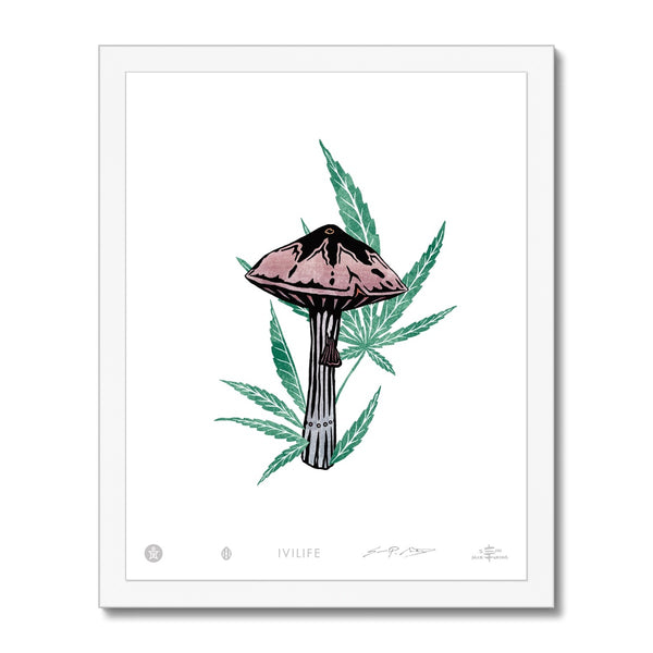 IVI LIFE - Mushroom + Cannabis Print - 004 Framed Print