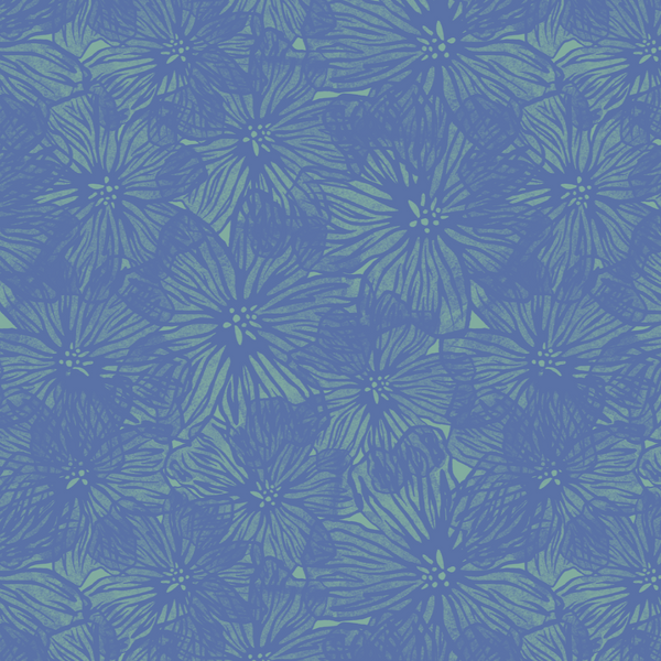 Violet Floral Blue/Green - Wallpaper Medium Print