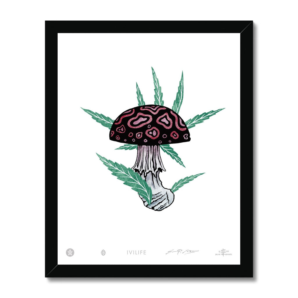 IVI LIFE - Mushroom + Cannabis Print - 005 Framed Print