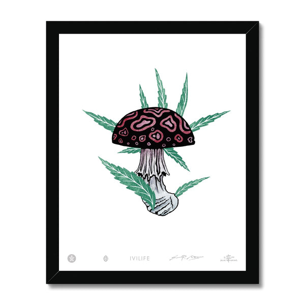 IVI LIFE - Mushroom + Cannabis Print - 005 Framed Print