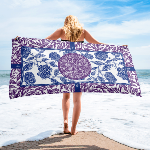 Flourish Towel - Purple and Blue